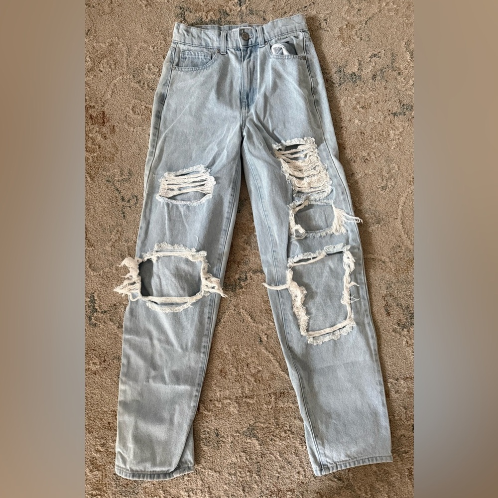 RSQ Sky Blue Ripped Women's Straight Jeans
